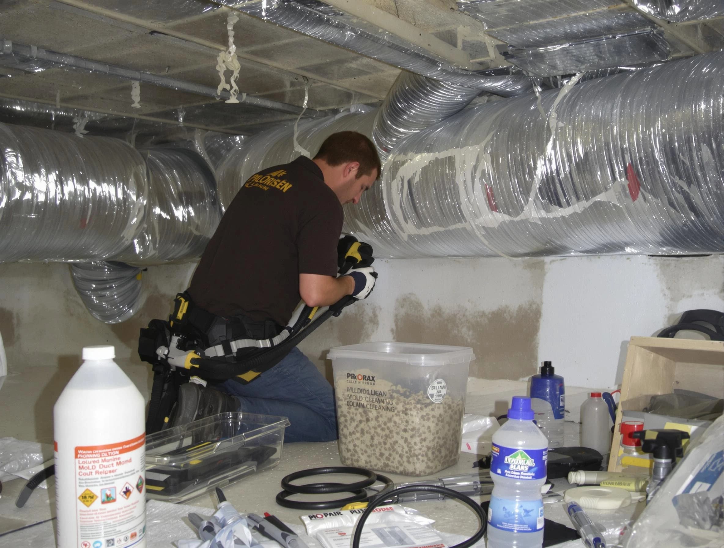 Munhall Air Duct Cleaning specialist performing professional mold removal from air ducts in Munhall