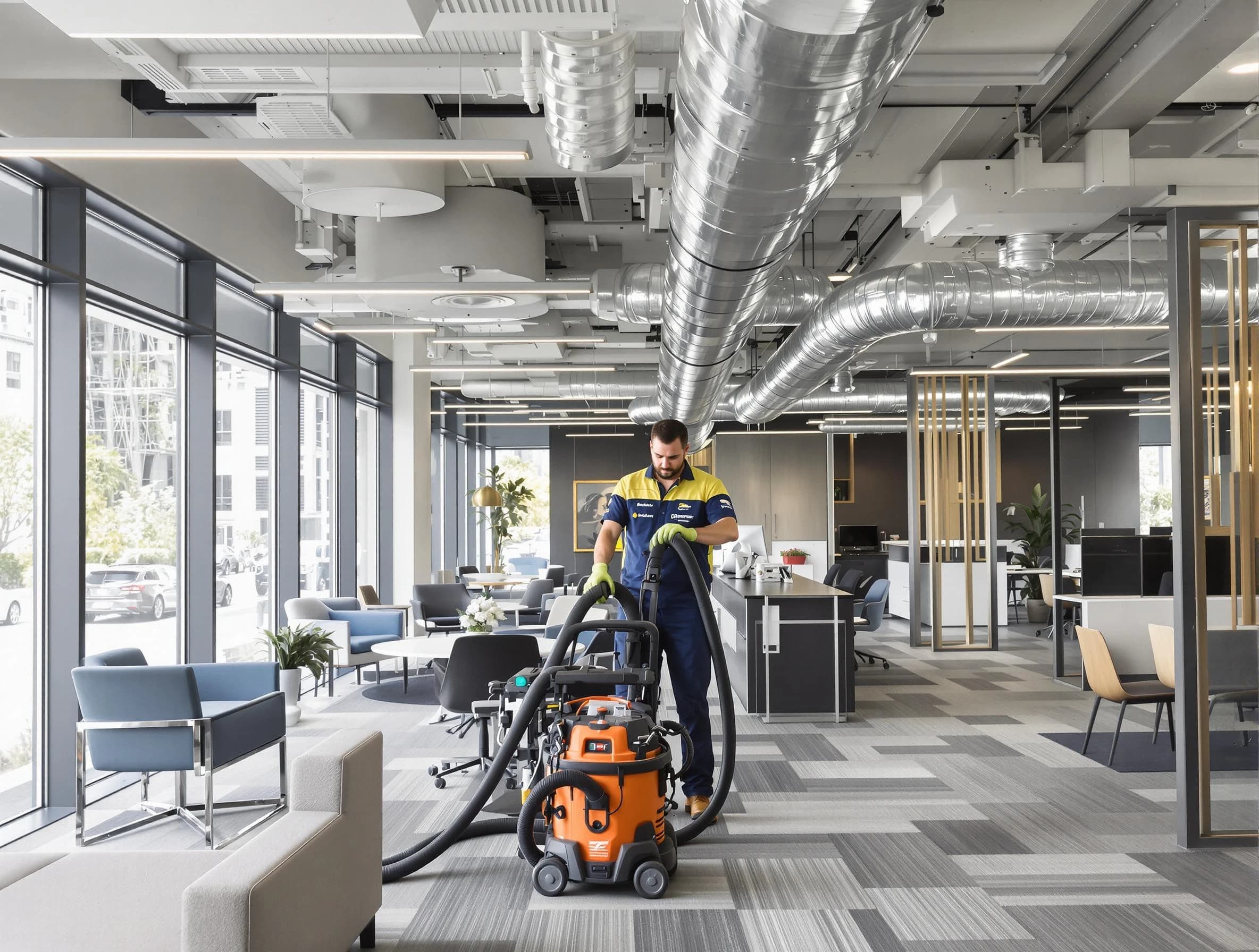 Munhall Air Duct Cleaning team performing thorough commercial duct cleaning at a Munhall business center