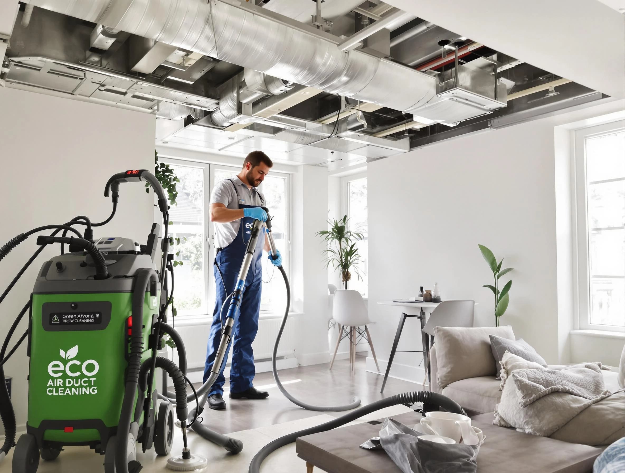 Munhall Air Duct Cleaning technician performing eco-friendly duct cleaning using sustainable methods in Munhall