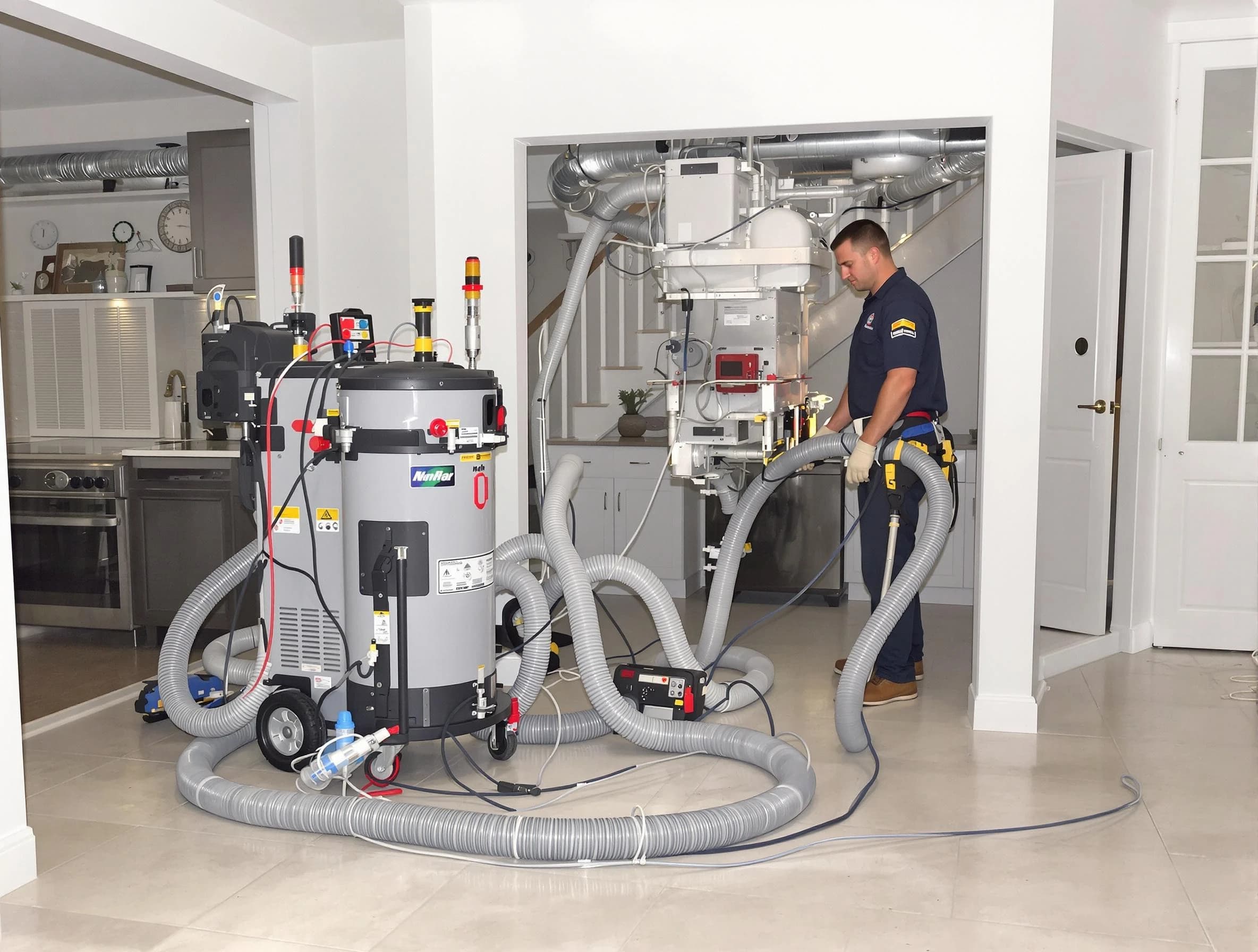 Munhall Air Duct Cleaning technician operating negative pressure cleaning equipment for thorough duct maintenance in Munhall