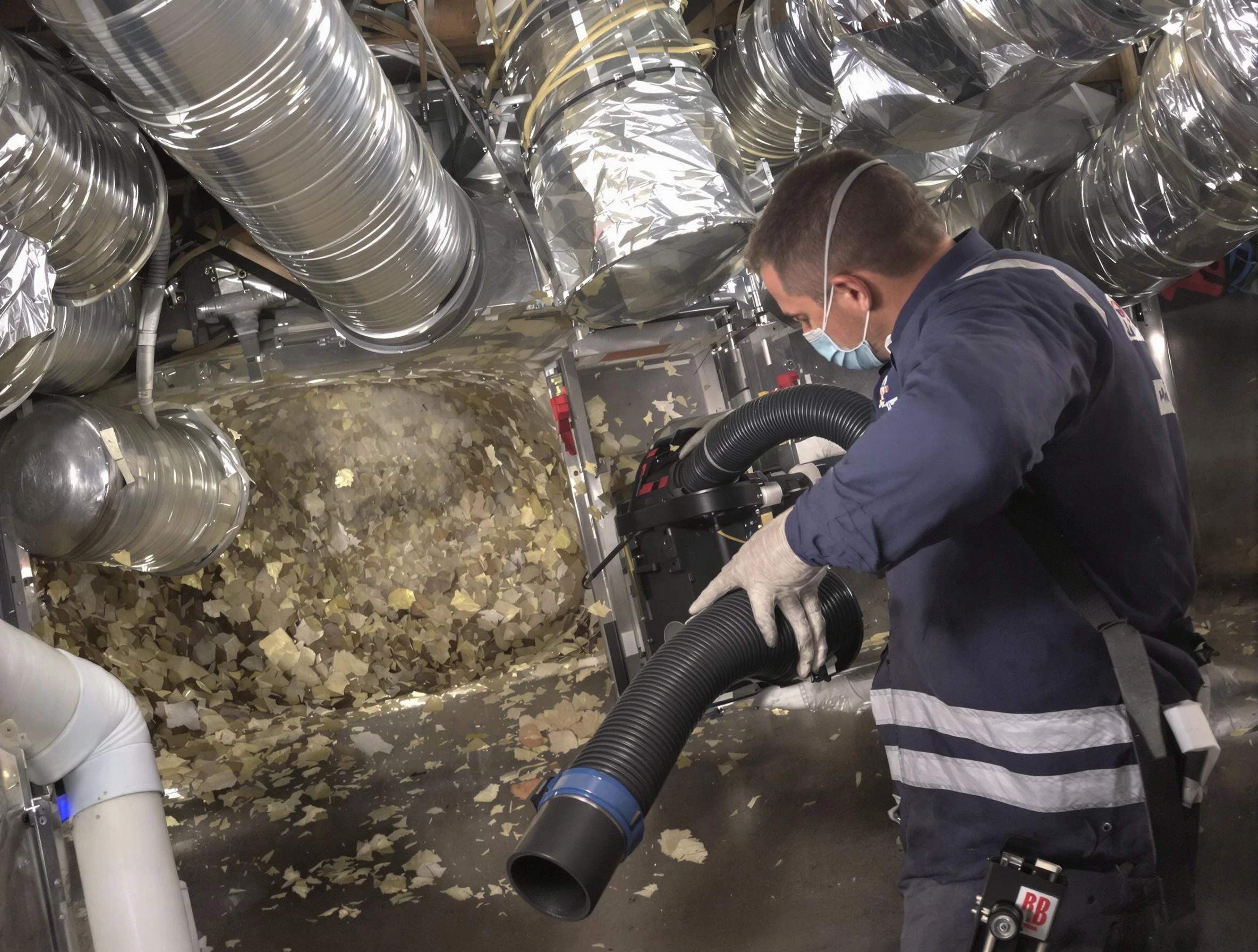 Munhall Air Duct Cleaning specialist operating negative pressure cleaning equipment for thorough duct maintenance in Munhall
